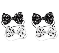 Beistle 66507 Lot de 4 nœuds papillon en tissu Motif notes de musique Noir/blanc