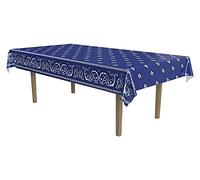 Beistle Bandana Housse pour tablecover, Plastique, Bleu/Noir/Blanc, 54" x 108"
