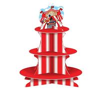Beistle Boardstock Tente de Cirque rayée Rouge et Blanche Support à Cupcakes Support à Dessert pour Carnaval Thème fête d'anniversaire Fournitures 40,6 cm