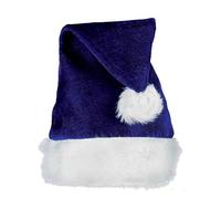 Beistle Bonnet de Père Noël en Peluche, Taille Unique, Bleu Roi/Blanc