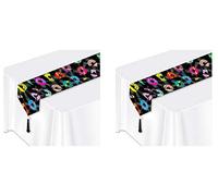 Beistle Chemins de Table en Papier imprimé Rock and Roll avec Glands 2 pièces de Vaisselle des années 50, Fournitures de fête Musicale, 28 cm x 1,8 m, Multicolore