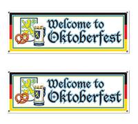Beistle Creation A S57643AZ2 Lot de 2 banderoles Welcome to Oktoberfest, Plastique, Multicolore