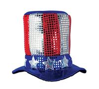 Beistle Glitz 'N Gleam Chapeau haut-de-forme en tissu peluche pour déguisement de l'oncle Sam