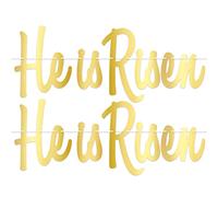 Beistle Lot de 2 bannières dorées « He Is Risen » - Décorations de Pâques - Décoration de fête religieuse - 24,8 x 68,6 cm