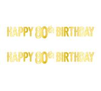 Beistle Lot de 2 bannières en papier cartonné avec inscription « Happy 80th Birthday » à suspendre