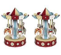 Beistle Lot de 2 centres de Table en 3D Motif carrousel de Cirque Multicolore 25,4 cm