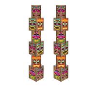 Beistle Lot de 2 colonnes de totem Tiki colorées pour fêtes Luau et événements à thème hawaïen, fabriquées aux États-Unis depuis 1900, multicolore