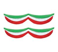 Beistle Lot de 2 fanions en tissu blanc et vert pour décorations de fête Cinco de Mayo, avec cordons de serrage réglables, 177,8 x 38,1 cm, rouge/blanc/vert