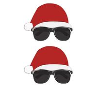 Beistle Lot de 2 lunettes en plastique avec chapeau de Père Noël pour fournitures de Noël, cadeaux de fête, taille unique, rouge/blanc/noir