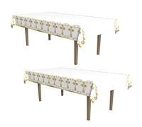 Beistle Lot de 2 nappes religieuses rectangulaires en Plastique pour baptême, première Communion, décoration de fête, Nappe en Forme de Croix, 137,2 x 274,3 cm, Blanc/doré