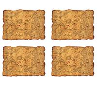 Beistle Lot de 4 Cartes au trésor d'aventure en Plastique pour Jeux de fête d'anniversaire, 30,5 x 45,7 cm, Brun Clair/Marron/Rouge