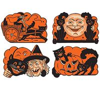 Beistle Lot de 4 découpes pour Halloween, 22,9 cm, noir/orange