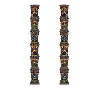 Beistle S50467AZ2 Lot de 2 piquets Tiki Totem articulés Multicolore
