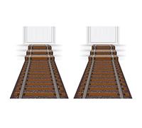 Beistle S53413AZ2 Lot de 2 chemins de Chemin de Fer en Polyester pour fête sur Le thème du Train, décorations occidentales Sauvages, Marron/Gris