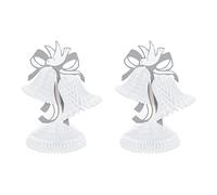 Beistle S55311-WAZ2 Lot de 2 cloches en papier nid d'abeille pour décorations de mariage, décoration de fête prénuptiale, fournitures de fête d'anniversaire, papier, blanc/argenté