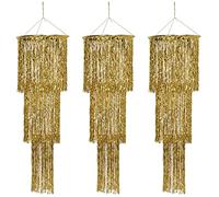 Beistle S57510-GDAZ3 Lot de 3 lustres à Suspendre en Plastique doré métallique Scintillant pour décoration de fête du Nouvel an ou décoration sur Le thème des années 20
