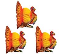 Beistle S99066AZ3 Lot de 3 centres de table en papier de soie pour décoration de fête de Thanksgiving, récolte d'automne, décoration d'intérieur, marron/rouge/orange/jaune
