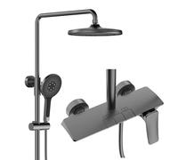 BEITH Colonne de Douche, Moderne Simple Ensemble de Douche, 10in/25cm Rond Pommeau de Douche, Touches du Piano, avec Robinet de Baignoire Cascade, Douchette à 3 Modes, 59A Corps en Laiton, Durable