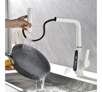 BEITH Robinet de Cuisine Extractible, 3 Modes de Débit d'eau, Cascade, Affichage Numérique LED, Pivotant à 360° Mitigeur Cuisine Robinet, Mitigeur Cuisine à Poignée Unique, 59A Tout en Cuivre