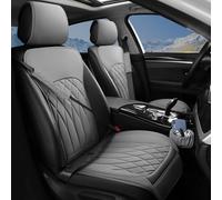 BEITK Lot de 2 Housses de siège Avant de Voiture en Cuir, universelles, sans côtés, Poche de Rangement et Coussinets de Ceinture de sécurité, Housses imperméables pour Voitures, camions, SUV, Gris