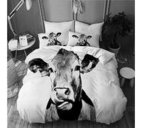 BEITUOLA Parure de lit Adulte,Housse de Couette,Portrait d'herbe de Vache sortant de sa Bouche,1 Housse de Couette 220 x 240cm + 2 Taies d'Oreillers 50 x 75cm