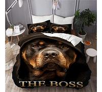 BEITUOLA Parure de lit Adulte,Housse de Couette,Rottweiler? 'Le? Boss',1 Housse de Couette 220 x 240cm + 2 Taies d'Oreillers 50 x 75cm