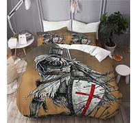 BEITUOLA Parure de lit,Chevalier Templier Guerrier,1 Housse de Couette 200 x 200cm + 2 Taies d'Oreillers 50 x 75cm