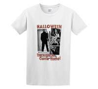 BEIYANUO Men's T-Shirts Halloween Horror Movie Stills The Night He Came Home White L