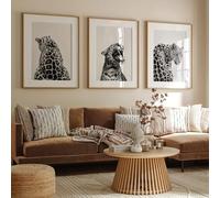 BeiYiHo 3 Affiche Leopard Noir et Blanc Poster Guepard Tableau Decoration Murale Salon Affiche Poster Mural Art Moderne Impression sur Toile Deco Chambre Ado Adulte Cadeau 30x40cm sans Cadre