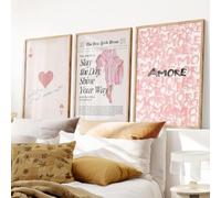 BeiYiHo 3 Tableau Decoration Murale Rose et Noir Affiche Deco Chambre Ado Fille 40x50 Poster Rose Pastel Adulte Femme Cosy Aesthetic Fashion Moderne Amour Phrase Tableau sans Cadre (BYCH097-40x50)