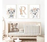 BeiYiHo Affiche Animaux Chambre Enfant Koala 40x50 Affiche Savane Bebe Deco Chambre Garcon Chambre Bebe Boheme Tableau Personnalisé Prenom Enfant Poster Safari Chambre Bébé Fille Garçon Cadeau