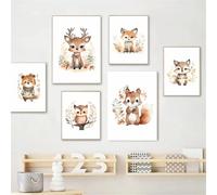 BeiYiHo Affiche Animaux Jungle Chambre Bebe Affiche Style Boho Enfant Deco Savane Chambre Bébé Animaux Safari Tableau Poster Toile Fille Garcon Cadeau SANS CADRE