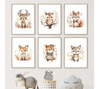 BeiYiHo Affiche Animaux Jungle Chambre Bebe Affiche Style Boho Enfant Deco Savane Chambre Bébé Animaux Safari Tableau Poster Toile Fille Garcon Cadeau SANS CADRE