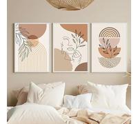 BeiYiHo Boho Affiche Decoration Murale Terracotta Poster Plante Nature Affiche Art Géométrique Abstrait Tableau Décoration Salon Chambre Maison Toile SANS CADRE