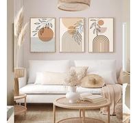 BeiYiHo Boho Affiche Decoration Murale Terracotta Poster Plante Nature Affiche Art Géométrique Abstrait Tableau Décoration Salon Chambre Maison Toile SANS CADRE