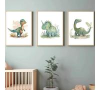 BeiYiHo Poster Dinosaure Chambre Enfant Tableau Chambre Garcon Vert Affiche Decoration Murale Enfant Dinosaure Toile Affiche Prenom Personnalisé Bebe 40x50