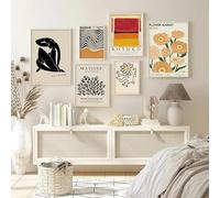 BeiYiHo Tableau Art Abstrait Impression sur Toile Affiche Matisse Rothko Bauhaus Orange Flower Market Poster Decoration Murale Salon Chambre SANS CADRE