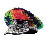 Bejeweled Chapeau de capitaine à paillettes et cristaux pour discothèque, cocktail, fête, vacances, cristaux étincelants pour la mariée