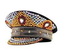 Bejeweled Chapeau de capitaine en cristaux dorés pour discothèque, cocktail, fête, vacances, cristaux étincelants pour mariée, bal masqué