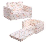 BEJOY Canapé convertible 2 en 1 pour enfant - Canapé convertible en chaise longue - Cadeau d'anniversaire pour filles et garçons - Beige avec licornes