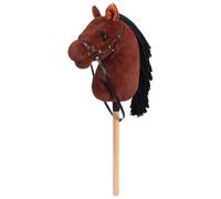 BEJOY Cheval à bâton Jouet, en Bois pour Enfants avec Selle et Franges, Cils de Cheval simulés, Bucht Sombre