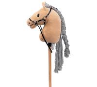 BEJOY Cheval Bâton Cheval de Jeux en Peluche, Cheval sur Bâton avec Licol et Rênes, Jeu de Cheval pour Enfants Filles, Grand Cheval Bâton, Kaki
