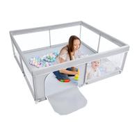 BEJOY Grand Parc pour Bébé, XXL 180x200cm Compact et Solide, Protection en Mousse, Parc de Jeu de Sécurité Antidérapant avec Porte à Fermeture Éclair Ronde en Maille Respirante Centre D'activités