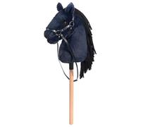 BEJOY Jouet Cheval, Hobby Cheval en Bois, pour Monter pour Enfants avec Selle et crinière, Cils de simulés, Bleu foncé