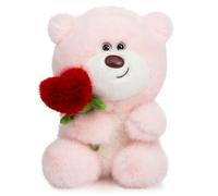 BEJOY Ours en peluche, ours en peluche avec jouets en peluche roses, ours d'amour pour la Saint-Valentin, peluche animale douce pour cadeau pour petite amie, maman, enfants (rose, 28 cm)