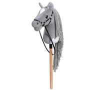 BEJOY Stick Horse Hobby Cheval Jouet Cheval sur Bâton avec Licou et Rênes Cadeau Hobby Horsing pour Enfants Filles Grand Cheval Hobby Cheval Gris-Blanc