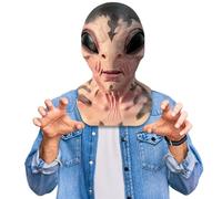 BEJOYFMY Masque extraterrestre effrayant en latex OVNI ET Coiffe Accessoire de fête pour Halloween Cosplay - Motif