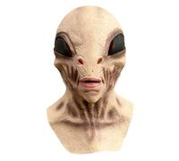 BEJOYFMY Masque extraterrestre effrayant en latex OVNI ET Coiffe pour Halloween, cosplay, accessoires de fête - Beige clair