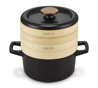 BEKA Cuit-vapeur Nori 20 cm en fonte avec 2 passoires en bambou - Noir