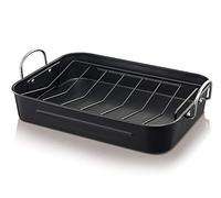 BEKA Plat à four en tôle d'acier 38 x 29 cm noir avec grille